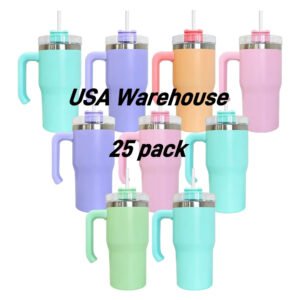 USA Warehouse 25pack Macaron Colored 20oz Kids Travel Tumbler Water Bottle with Handle for Dye Sublimation Heat Press