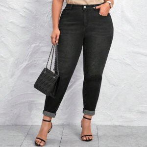 Plus Size Wholesale Black Gray Feet Long Mid Waist Stretch Ripped Slim Fit Legging Skinny Pencil Denim Jeans Pants for Women