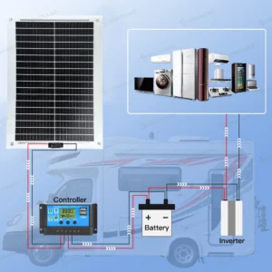 Us Stock 200W Flexible Solar Panel 100W 2 Pieces Solar Controller and Cable Set for Camping Trips Waterproof Mono Solar Panel