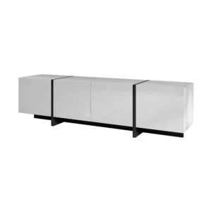 Modern Black High Gloss 4 Door TV Stands Minimalist Style Living Room Entertainment Centers Decorative Cabinet 67" Long TV Stand