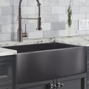 Free Shipping 30 Inch PVD Nano Gunmetal Black 16 Gauge Handmade Stainless Steel Apron Kitchen Sink