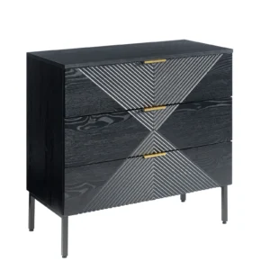 Modern Fluted Chest Drawers 3 Drawer Dresser for Bedroom Living Room Small Wooden Storage Night Stand Short Clothes