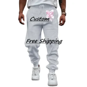 Wholesale Stock Free Shipping Front Piece Print Sweat Pants Clothing 260g Custom DTF Print Men's Sweatpants