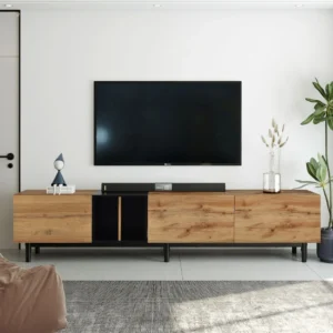 Modern TV Stand for 80'' TV with 3 Doors, Media Console Table, Entertainment Center with Large Storage Cabinet