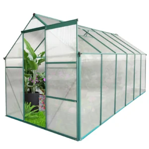 6x12 FT Polycarbonate Walk-in Greenhouse Heavy Duty Aluminum Raised Base Anchor Eco-Friendly for Outdoor Backyard Nature
